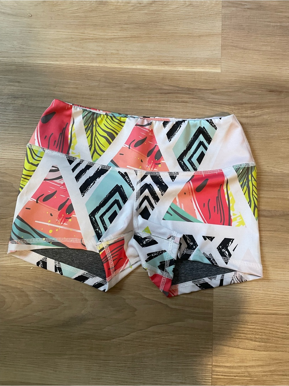 Women’s Athletic Shorts in Multicolor Geometric Print